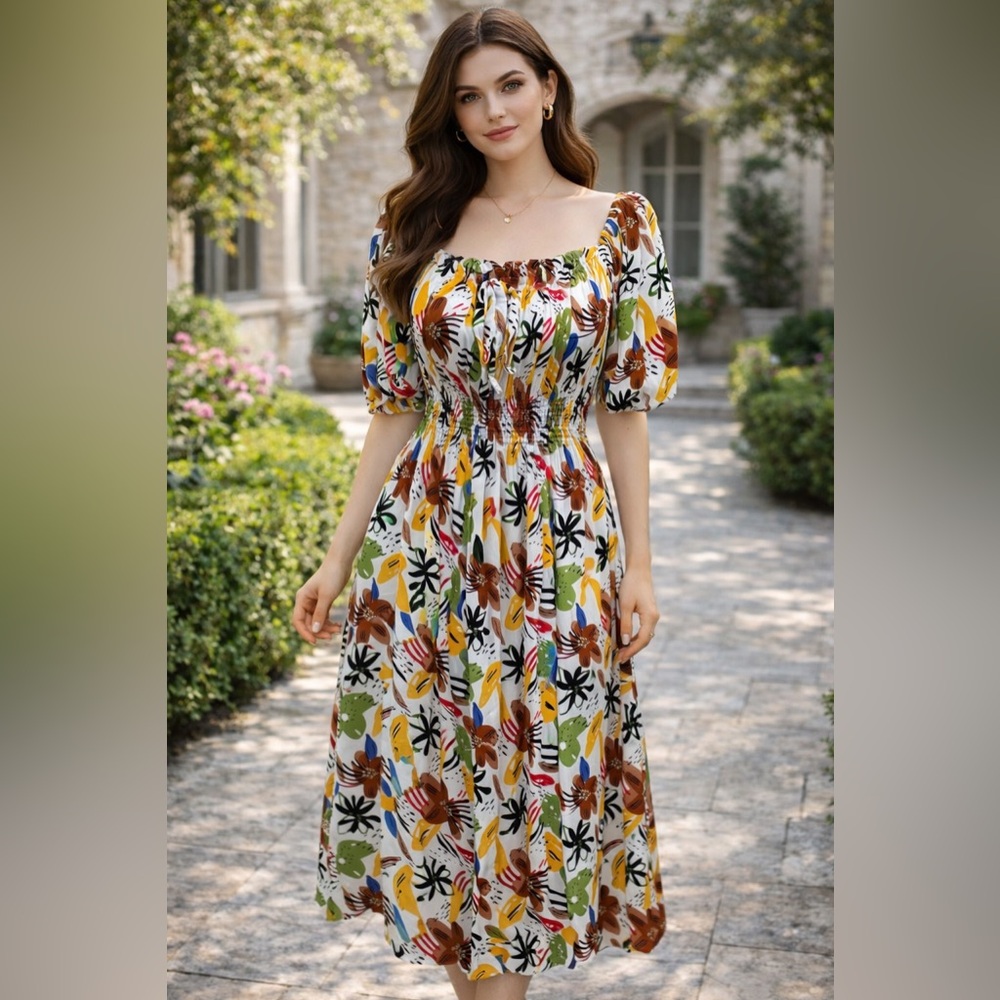 Floral Print Off-Shoulder Dress